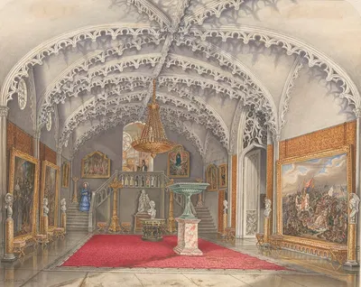 Marmeren voorhal bij de Gotische Zaal, paleis Kneuterdijk, Den Haag by Augustus Wijnantz, 1850 — digital art print download
