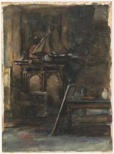 Het atelier van H.W. Mesdag, met twee modellen van zeilschepen by Барбара Элизабет ван Хаутен, 1872 - 1950 — digital art…