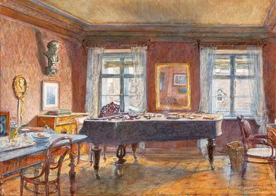 Music room of Johannes Brahms by Карл Мюллер — digital art print download