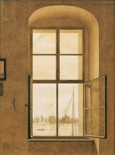 Blick aus dem Atelier des Künstlers (rechtes Fenster) by Caspar David Friedrich, 1805-1806 — digital art print download