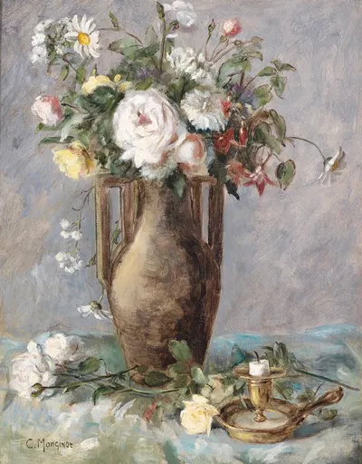 Blumenstück mit Kerzenhalter by Charles Monginot — digital art print download