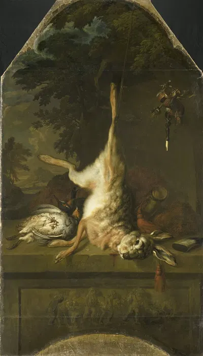 Still Life with Dead Hare and Partridges by Дирк Валькенбург, 1717 — digital art print download