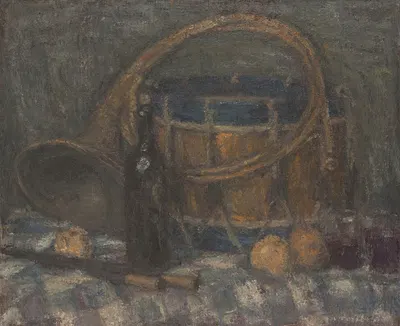 Nature morte au cor et au tambour by Edmond Francois Aman-Jean, 1900 — digital art print download