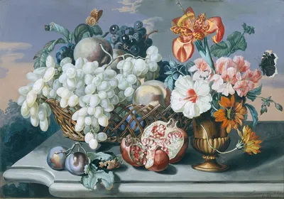 Blumen und Früchte by Eduard Hirschler, 1843 — digital art print download