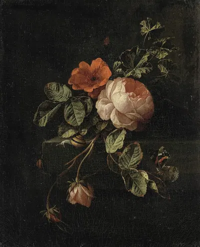 Still Life with Roses by Elias van den Broeck, 1670 - 1708 — digital art print download