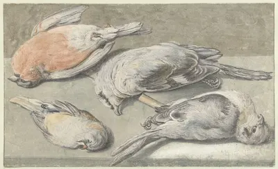 Still Life with Four Dead Birds by Элиас Вонк — digital art print download