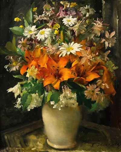 Flowers in a Vase by František Hladík — digital art print download