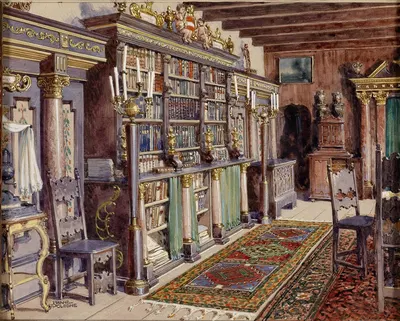 Interieur Burg Kreuzenstein Bibliothek by Франц Поледне — digital art print download
