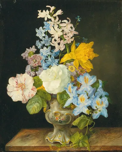 Blumenstrauß in einer Porzellanvase by Franz Xaver Petter — digital art print download