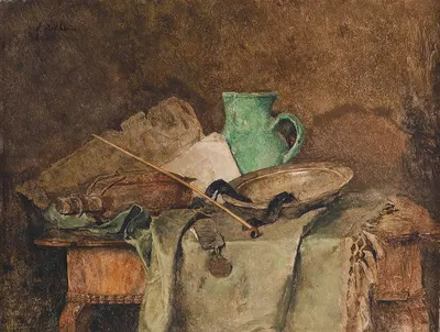 Stillleben mit Krug und Peife by Фриц Ройка — digital art print download