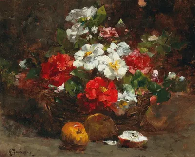 A basket full of flowers by Жорж Жаннин — digital art print download