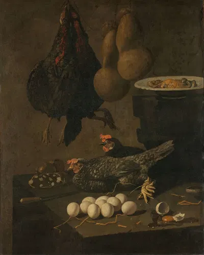 Still Life with Chickens and Eggs by Giovanni Battista Recco, 1640 - 1660 — digital art print download