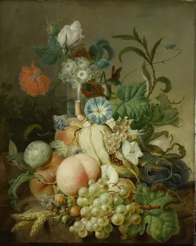 Still Life with Flowers and Fruit by Ян Эверт Морель, 1800 - 1808 — digital art print download