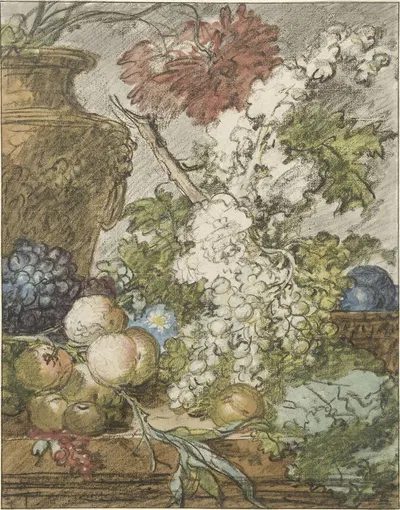 Sketch for a Still Life of Fruit and Flowers by Ян ван Хёйсум — digital art print download