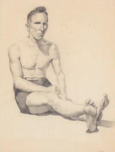 Untitled (Man, seated, in bathing suit) by Elizabeth Berry — digital art print download