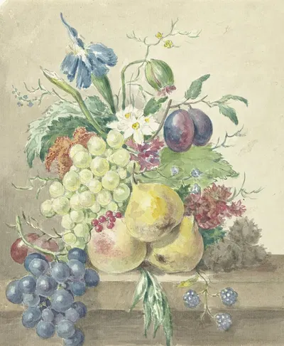 Stilleven van bloemen en vruchten by Jean Bernard, 1775 - 1833 — digital art print download