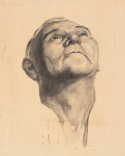 Untitled. (Head of a man looking upwards) by Elizabeth Berry — digital art print download