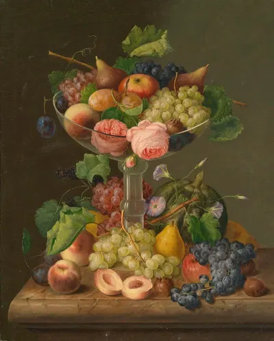 Früchtestillleben by Johann Georg Seitz, 1849 — digital art print download