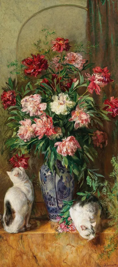 Blumenstück mit Pfingstrrosen by Josef Jungwirth, 1924 — digital art print download