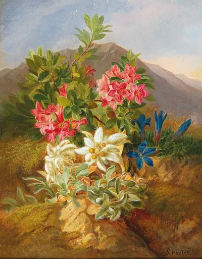 Alpine Flowers by Josef Schuster — digital art print download