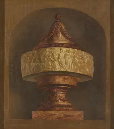 Behangselschildering met siervaas by Юриан Андриессен, c. 1776 — digital art print download