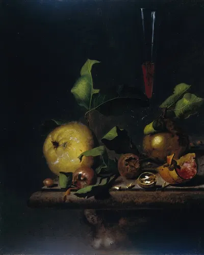 Still Life with Quinces, Medlars and a Glass by Martinus Nellius, 1669 - 1719 — digital art print download