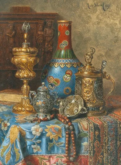 Still Life with Antiques and a Chinese Cloisonné Vase by Max Schödl — digital art print download