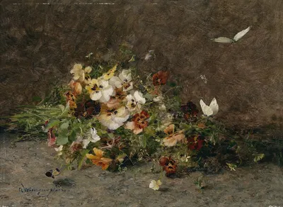 Stiefmütterchen und Schmetterlinge by Olga Wisinger-Florian — digital art print download