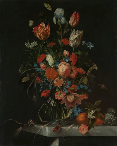 Still Life with Flowers by Ottmar Elliger, 1673 — digital art print download