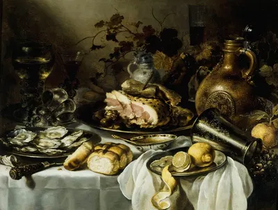 Still life with ham by Pieter Claesz, 1640-1649 — digital art print download