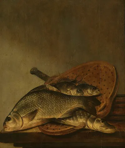 Still life with fish by Питер де Путтер — digital art print download