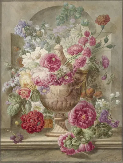 Vaas met bloemen by Pieter van Loo, 1745 - 1784 — digital art print download