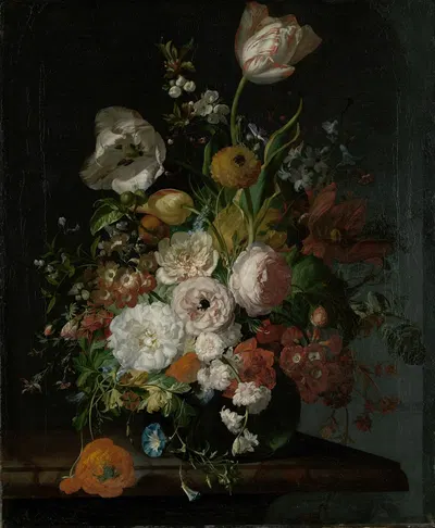 Still Life with Flowers in a Glass Vase by Rachel Ruysch — digital art print download