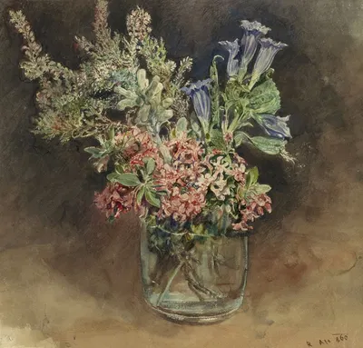 Glas met alpenbloemen by Рудольф фон Альт, 1860 — digital art print download