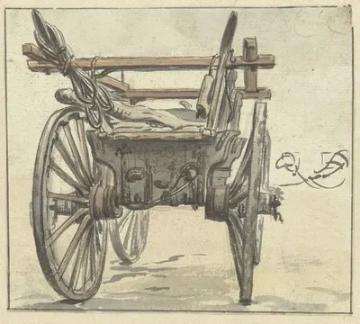 Achterkant van een vierwielige kar by Simon Andreas Krausz, 1770 - 1825 — digital art print download