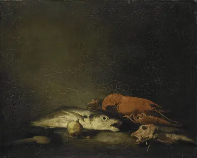 Stilleven met vissen en een kreeft by Théodule Ribot, 1850 - 1891 — digital art print download