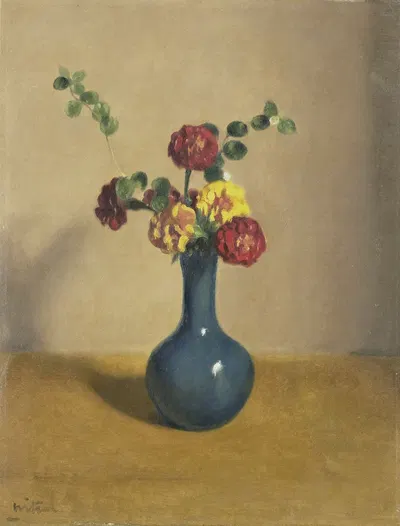Afrikaantjes in een blauw vaasje by Виллем Витсен, 1885 - 1922 — digital art print download