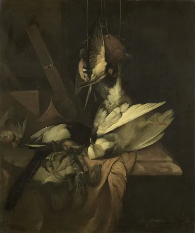 Still Life with Birds and Implements of the Hunt by William Gouw Ferguson, 1684 — digital art print download