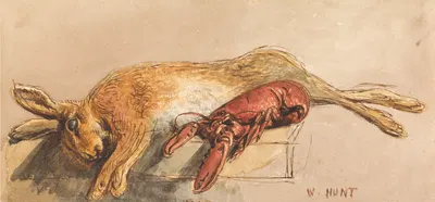 A Dead Hare and a Cooked Lobster on a Bench by Уильям Генри Хант — digital art print download
