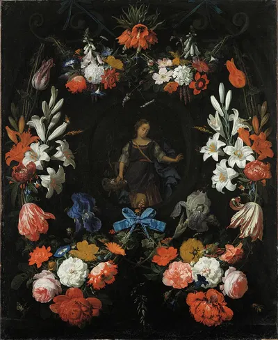 Garland of Flowers by Abraham Mignon, 1675 — digital art print download