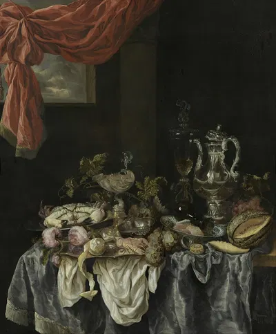 Sumptuous Still Life by Авраам ван Бейерен, 1654 — digital art print download
