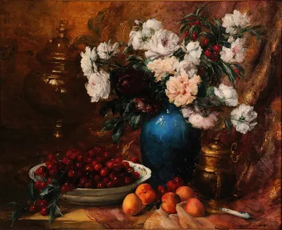Vase, fleurs et fruits by Антуан Вольон — digital art print download