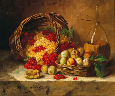Still Life with Currants and Plums by Артур-Алфред Брунель де Нёвиль — digital art print download