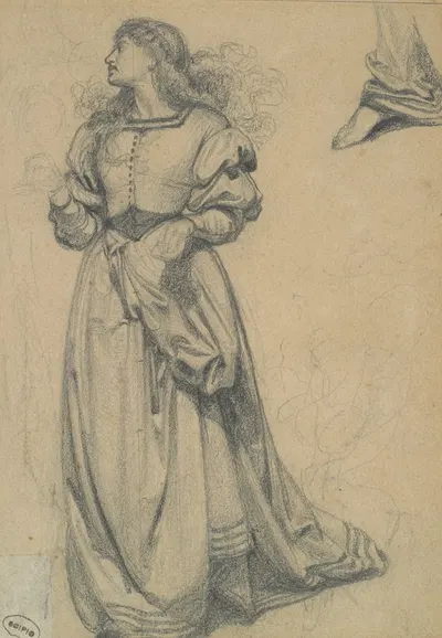 Study for female figure in engraved illustration to Amor Mundi by Frederick Sandys — digital art print download
