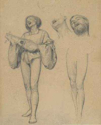Study for male figure in engraved illustration to Amor Mundi by Frederick Sandys — digital art print download