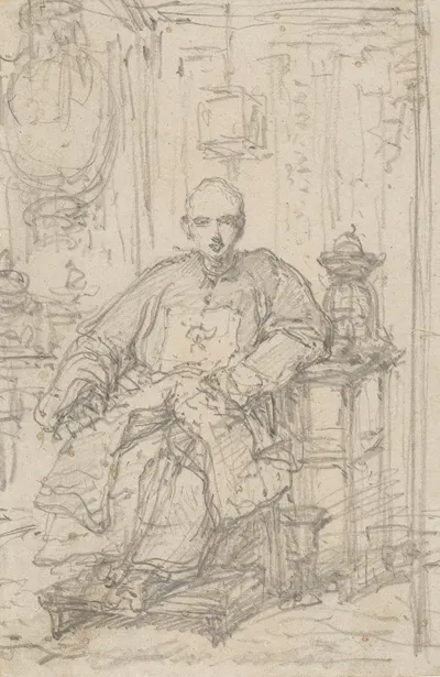 A Hong merchant, seated in an interior by Джордж Чиннери — digital art print download