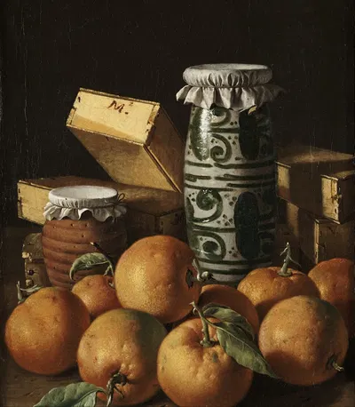 Still Life with Oranges, Jars, and Boxes of Sweets by Luis Meléndez — digital art print download