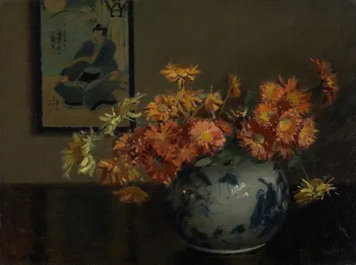 Chrysanthemums, A Japanese Arrangement by Мэри Хиестер Рейд, 1890-1900 — digital art print download