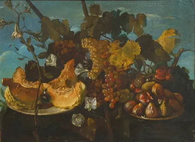 Still Life with Grapes, Figs and Marrow by Michele Pace del Campidoglio — digital art print download