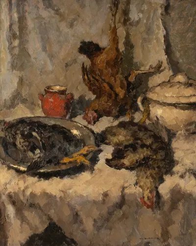 Kitchen still life with poultry by Wilhelm Blanke — digital art print download